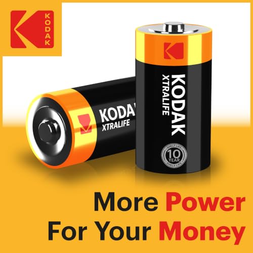 Image of KODAK C Cell Alkaline Batteries (12 Pack) C Size Battery, LR14, 1.5V | 10-Year Shelf Life, Advanced Leak-Resistant Design, High & Low Drain Devices, Extra Life