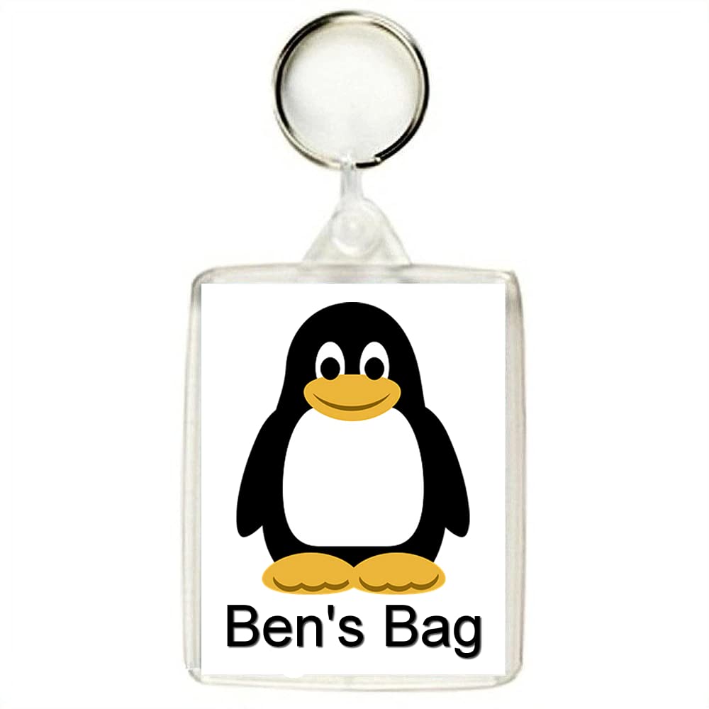 Key Expressions Multicoloured Personalised Cute Penguin Keyring/Bag Tag - Great For Tagging School Bags, Backpacks, Coats, Luggage Etc