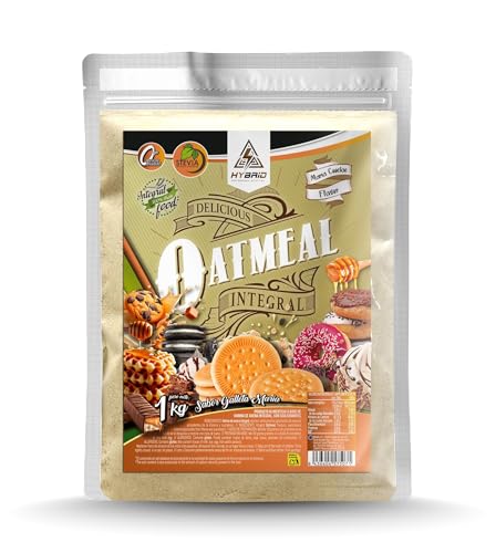 Harina de Avena Integral 100% – Hybrid Sport Nutrition - Fuente de Fibra y Energía 1 kg - Sin Azúcares Añadidos (1 Kg, Galleta María)