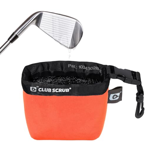 Image of Club Scrub Golf Club and Golf Ball Cleaning Bag, Waterproof Clean Face Technology Liner, Detachable Clip, Machine Washable, Cleans Club Grooves, Dry Exterior (Neoprene or Microfiber Option Available)
