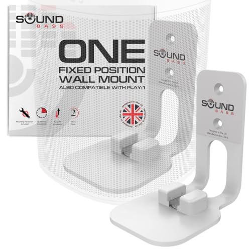 Sound Bass ONE, ONE Gen 2, ONE SL & Play:1 Wall Mount Bracket, Twin Pack [2pcs], White, Compatible with Sonos ONE, ONE Gen 2, ONE SL & PLAY1 Speaker