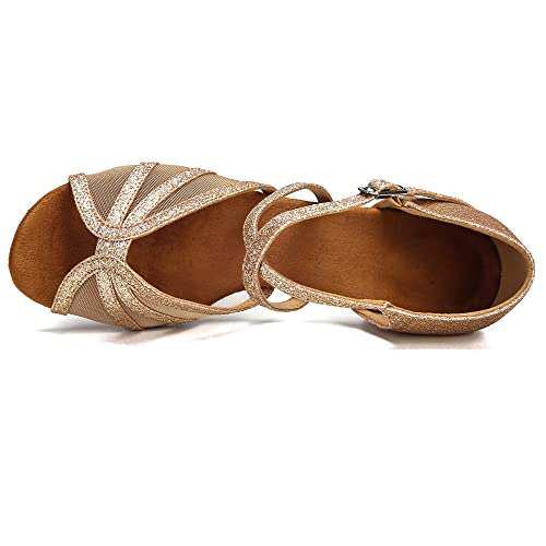 Image of Low Heel Ballroom Dance Shoes Women Latin Salsa Practice Dancing Shoes 1.5 Inch Heel ZB14