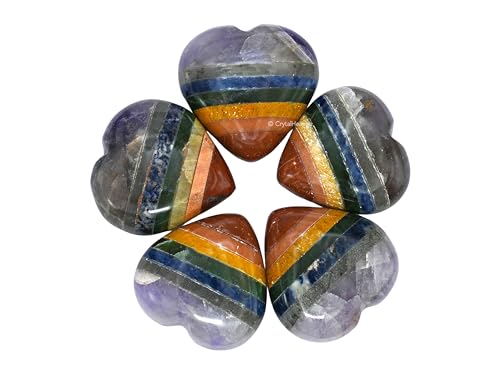 Image of Crystal Heaven Certified Chakra Heart Palm Pebbles Stones For Anxiety Stress Relief Massage-Aaa Grade Original Healing Gemstone Agate Heart Palm Stone For Yoga Meditation Spiritual