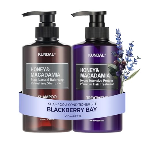 KUNDAL Korean Shampoo and Conditioner Set [Blackberry Bay] Salon-quality, Long Lasting Scent, Moisturizing, Sulfate-Free, Argan & Macadamia Oil, Korean Hair care, 16.9 fl oz each