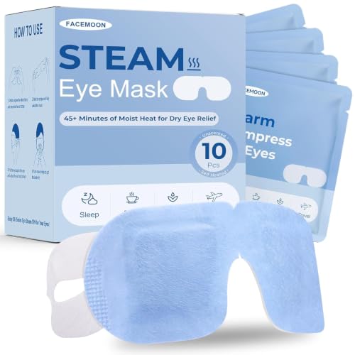 Image of 10 Packs Self Heating Steam Eye Mask: Warm Eye Compress for Dry Eyes, Stye Eye Treatment - Disposable Moist Heated Sleep Mask for Tired Eyes & Headache Relief - Ideal for Travel & Spa Gift(Unscented)
