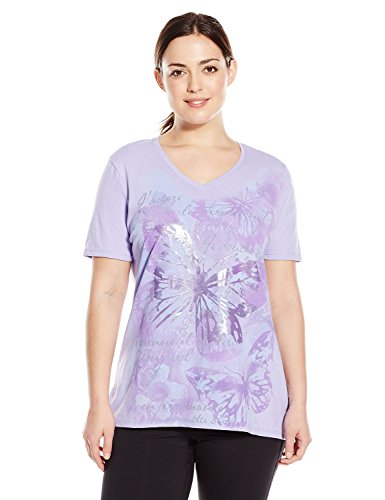 Just My Size Women's Plus-Size Printed Short-Sleeve V-Neck T-Shirt