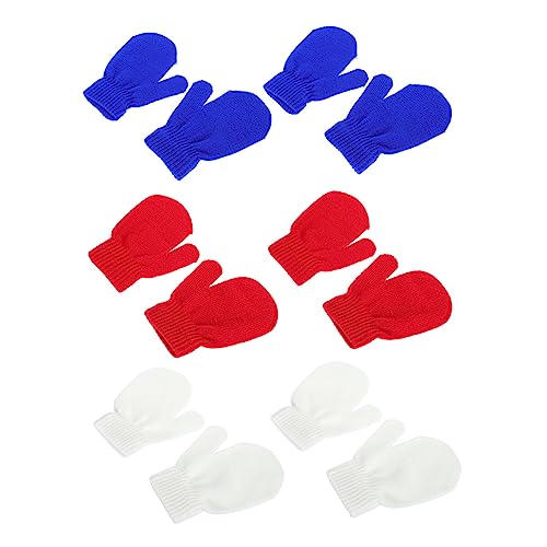 CONGARTENO 6 Pairs Boys and Girls Knitted Mittens Warm Winter Gloves for Boys Girls Knitted Craft Mittens