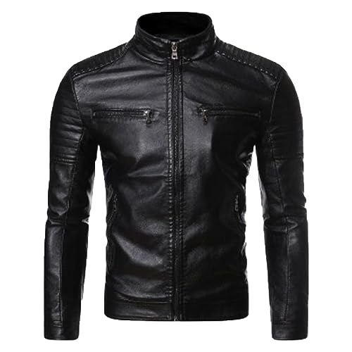 SaoBiiu Autumn Winter Men's Leather Jacket Motorcycle Jacket Classic Men's Casual Leather Jacket