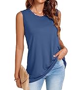 JOELLYUS Womens Tank Tops Summer Casual Crew Neck Sleeveless Top Loose Fit Basic Tunic Shirts