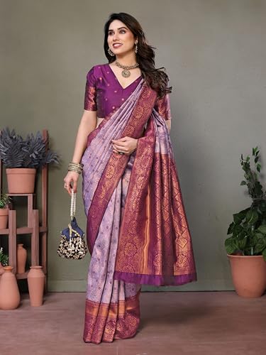 Image of Women's Kanjivaram Soft Silk Banarasi Saree With Blouse Piece | Banarasi Sari For Women | Saree with Blouse piece