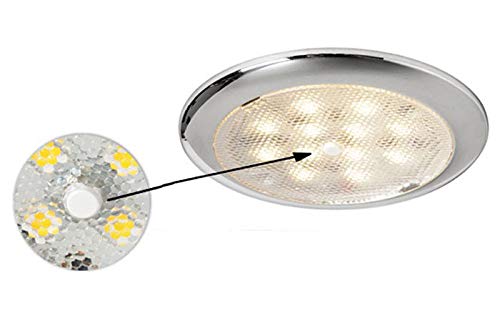 Plafonnier satinée Nickel Procion avec interrupteur étanche de cabine
