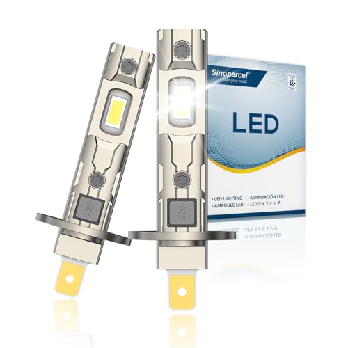 Sinoparcel H1 LED Ampoules, ​​Plug-and-Play Lampe Homologué au Remplacer Halogène Brouillard Voiture, Blanc 6500K, DC 12V Lot de 2
