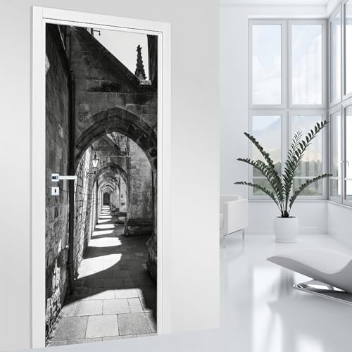 Stickers pour porte - Ruelle Trompe l'oeil 3617681752431 - Adhésif MAT - Largeur 83 x Hauteur 205 cm