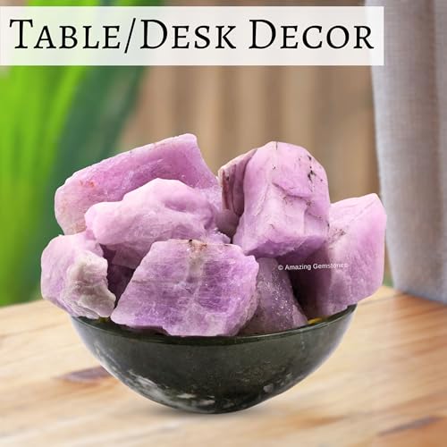 Image of Amazing Gemstone 2 Pieces Kunzite Raw Crystals and Healing Stones, Natural Rocks for Tumbling and DIY Raw Stones and Crystals