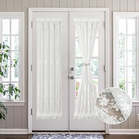 VOGOL Floral Sheer Door Curtain 25x72 Cover