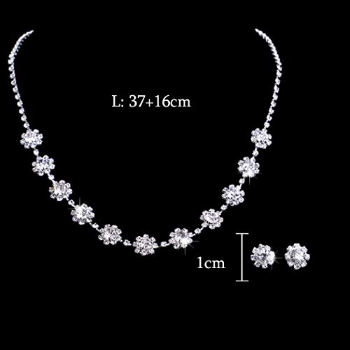 Unicra Bride Silver Necklace Earrings Set Crystal Bridal Wedding Jewelry Set Rhinestone Bridesmaid Party Choker Necklace Drop Dangle Earrings Sets For Women And Girls (Silver-1) #TOP5