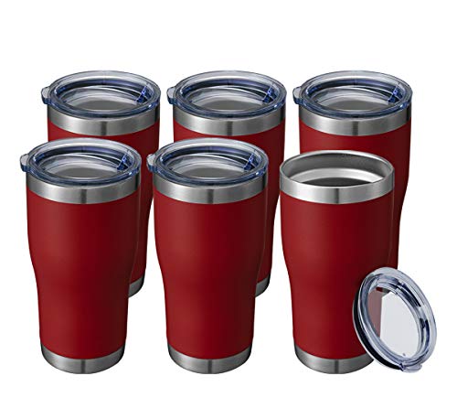 Image of HASLE OUTFITTERS 20 oz Tumbler Bulk, Stainless Steel Tumblers with Lid, Vacuum Insulated Tumbler, Double Wall Powder Coated Cup, coffee mugs, Wine Red, 6 Pack