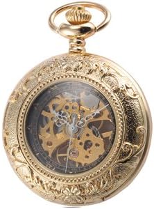 Amazon 機械式手巻懐中時計 ブラックシルバースケルトン 歯車形文字盤 アンティーク調 メンズ レディース 懐中時計 腕時計 通販