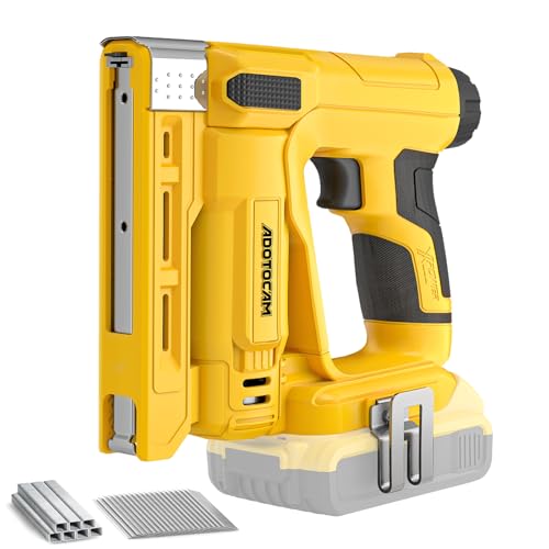 ADOTOCAM 18GA Nail Gun for Dewalt 20V Battery (Tool Only), 2 in 1 Cordless Brad Nailer/T50 Crown Stapler, Nail Gun Battery Powered with 2,000PCS Staples and Nails for Upholstery & Family DIY