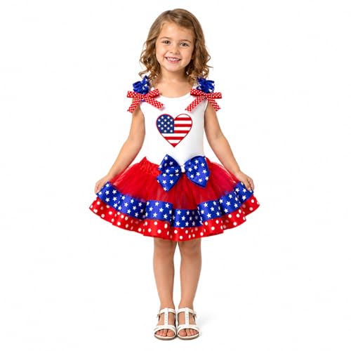 Image of Petitebella USA Heart Shirt Petal Skirt Outfit Nb-8y