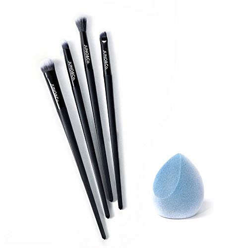 JUNO & Co. Microfiber Velvet Sponge, Latex-Free, Dual Layer Technology, Flawless Makeup Blender for Foundations, Powders and Creams (Velvet Sponge & Eye Brush Set)
