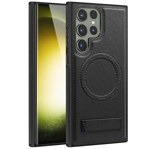 Coque Samsung Galaxy S24 Ultra en cuir PU premium et TPU antichoc compatible MagSafe