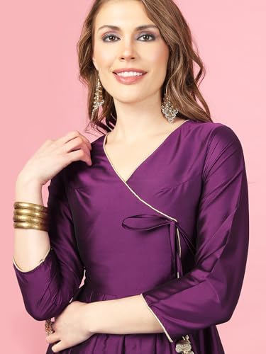 Image of A.T.U.N. (ALL THINGS UBER NICE) Cotton Women Anarkali Paneled Kurta With Palazzos & Dupatta