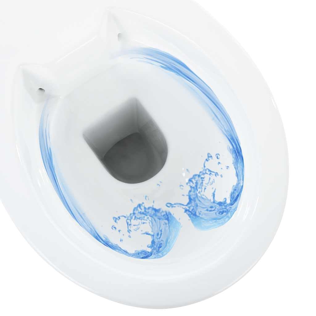 vidaXL WC Rimless, Ceramica, Bianco, 50,5x36,5x50 cm, Sedile Soft-Close, Altezza Comfort +7 cm, WC a Coppia Stretta, Design Slim, Bagno, Scarico Igienico