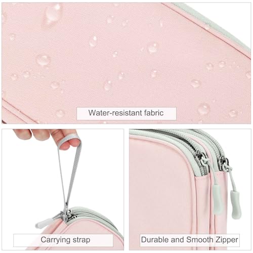 Image of FYY Electronic Organizer, Large Travel Cable Organizer Bag Pouch Electronic Accessories Carry Case Portable Waterproof Double Layers All-in-One Storage Bag for Cable, Cord, Charger, Phone, Light Pink