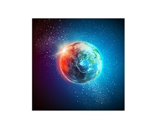 Paul Sinus Art 80x80cm - WANDBILD Planet Erde Weltall - Leinwandbild auf Keilrahmen modern stilvoll - Bilder und Dekoration
