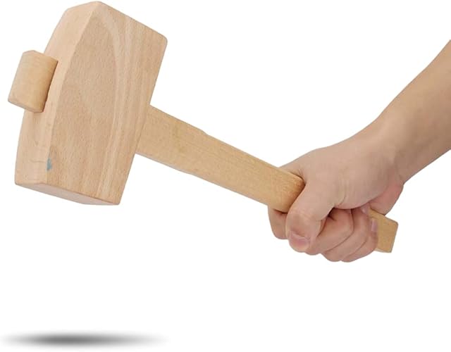 Large Wooden Mallet, Professional Carpenters Hammer Wood Mallet Hammer, Wooden Woodworking Mallet for Chisels (L)