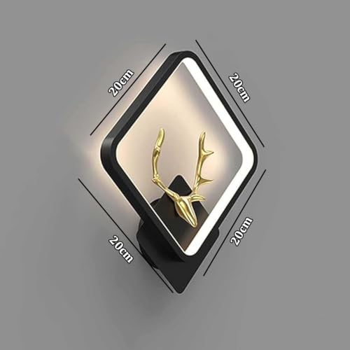 Image of fizzytech LED Deer Head Wall Light, Square Golden Deer Decorative Wall Lamp with 3 Colour Changing Modes for Living Room, Bedroom, Hallway & Home Decor, Pack of 2