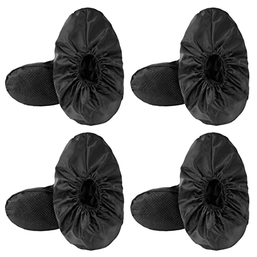 Flintronic 4 Paare Schuhüberzieher, Rutschfeste Wiederverwendbare Schuh Abdeckungen, Bedeckung Atmungsaktiv, Wasserdichter Staubschutz, für Schuhe Teppich Bodenschutz, die Hausreinigung-Schwarz