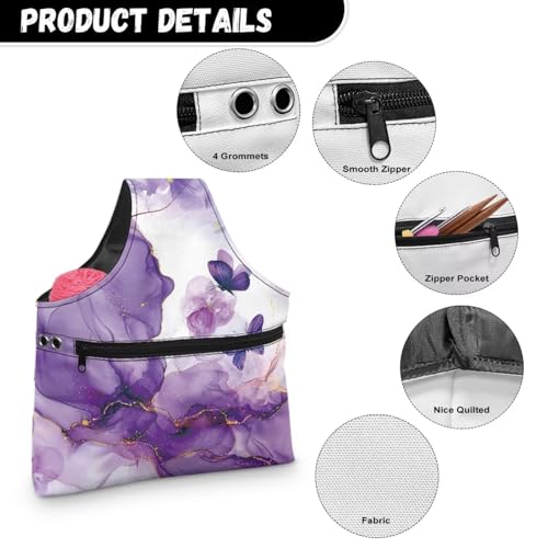 Image of ZUXONGSY Butterfly Yarn Tote Yarn Organizers and Storage for Women Portable Knitting Yarn Storage Bag Organizer Large Knitting Accessories Crochet Organizers and Storage