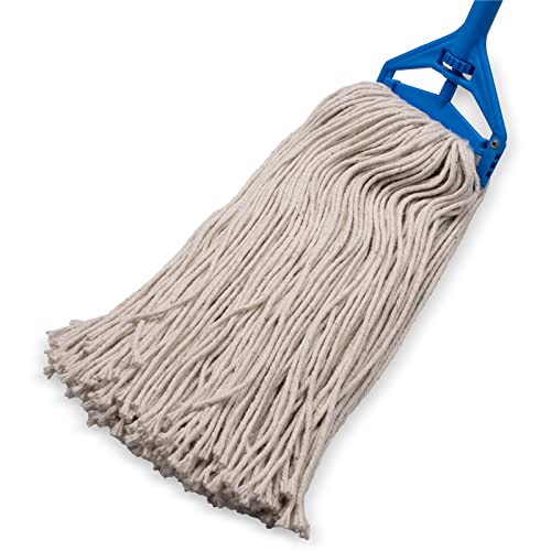 Image of SPARTA Flo-Pac Cotton Mop Head, Cut-End, Narrow Band with White Band for Organized Cleaning, 44 Inches, Tan