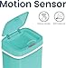 Touchless Motion Sensor Smart Trash Can Handsfree Wave Open Soft Close Low Noise Bathroom Bedroom Dual Seal Removable Inner Lid Odorless Storage Auto Shut Battery Operated Plastic For Home (Teal Blue)