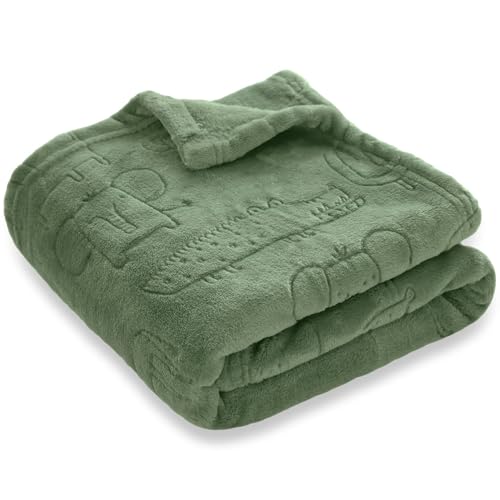 Image of BORITAR Baby Blanket for Boys Girls Ultra Soft Fleece Warm and Lightweight Animal Blankets for Infant Toddler Newborn, 30x40 Inch, Olive Green