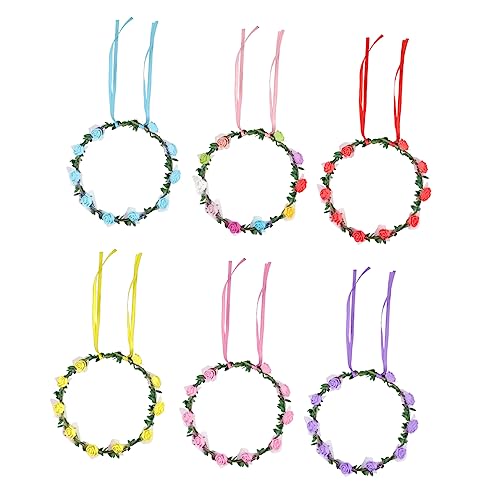OSOLADY 6個 光る ガーランド フラワー ヘア リース LED フラワー リース ライト付き フラワー 女の子 ヘッドバンド ウェディング ヘア リース ウェディング ヘッドバンド ガーラ