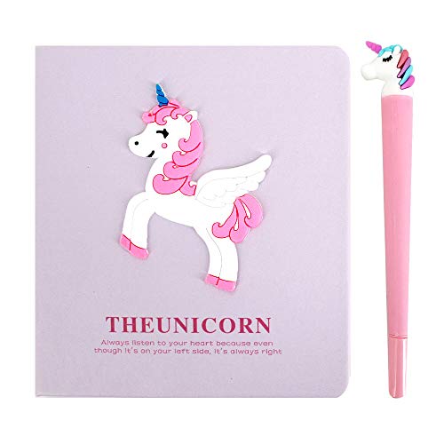 Heidi Students Girls Diary Notebook Unicorn Journal Gel Pens Set Cute Diary Doodle Sketchbook Pink Unicorn