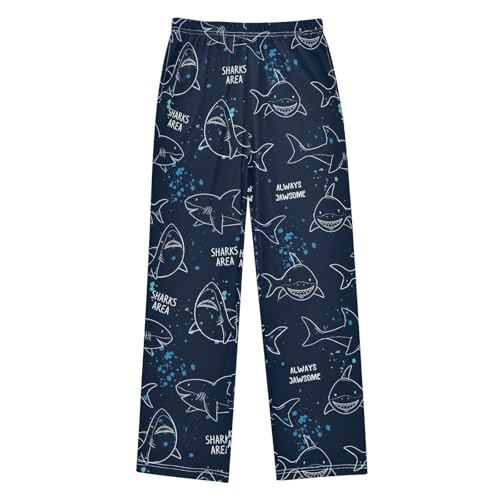 Shark Area Boys Long Pants Soft Trousers Elastic Waist Kids Lounge Bottoms with Pockets S-XL
