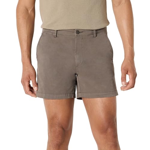 Image of Amazon Essentials Men's Slim-Fit 5 inch Flat-Front Comfort Stretch Khaki Chino Shorts with Elastic Waistband