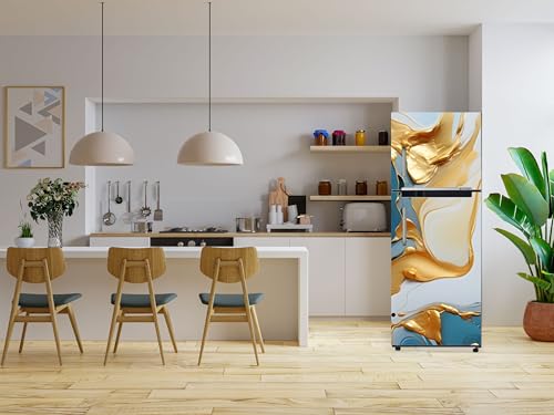 Image of DesignDecor Marble Refrigerator Door Sticker Full Cover Double Door | 3D Abstract Marble Fridge Door Sticker Waterproof PVC Vinyl Refrigerator Wrap Cover | Self Adhesive Size 24x60 Inch