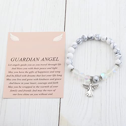 Image of FUSTMW Angel Keychain Guardian Angel Gifts Faith Gifts Prayer gifts Blessing Gifts Guardian Angel Charm Key Chain Gifts