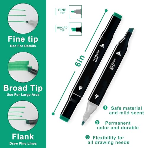 Image of Finaxo Colors Art Markers Sketch Pen Dual Tip Artist Art Marker Vibrant Colors Set For Coloring Sketching Drawing Painting,Twin Head Permanent Sketch Markers Pen With Carry Case,Multicolor (120)