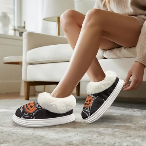Halloween Theme Memory Foam Flannel House Slippers for Women Mens Thick Sole Platform Slippers for Indoor Outdoor3