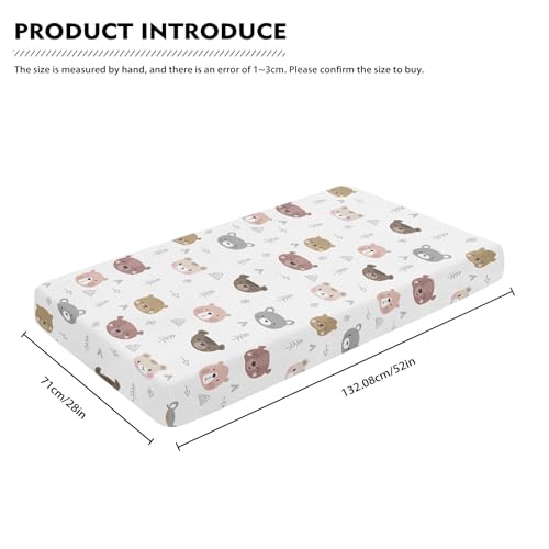 Image of Cartoon Bears Print Fitted Crib Sheet Bears Baby Crib Sheet Fit Standard Crib and Toddler Mattress,Crib Mattress Sheets for Boys Girls 28 inchx52 inch