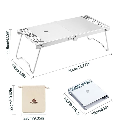 Mesa de acampamento ao ar livre – Mesa dobrável portátil de aço inoxidável para ambientes externos –