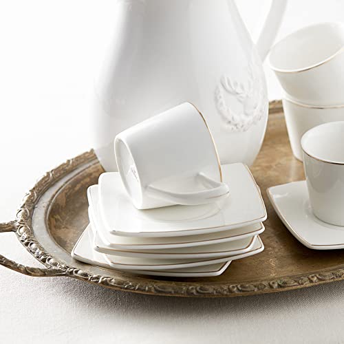 Karaca Koffieservies voor 6 personen met vierkante schoteltjes, espressokop en 6 schoteltjes, robuuste mokkatbeker, dikke drinkrand, espressokopjes, porselein - Image 4