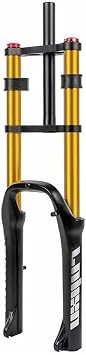 20 Inch Bike Suspension Fork 4.0 Tire Fat Fork Straight Double Shoulder Air Fork Travel 110mm QR 135mm Disc Brake Front Fork Rebound Adjustable