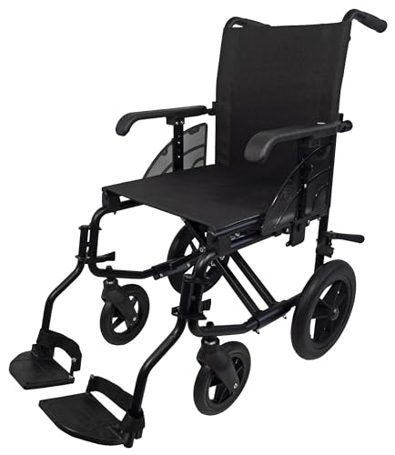 Forta - Silla de Ruedas Líder R300, Freno de acompañante, Silla de Ruedas Plegable, Fabricada en acero, Talla 45, Peso máximo 140 kg
